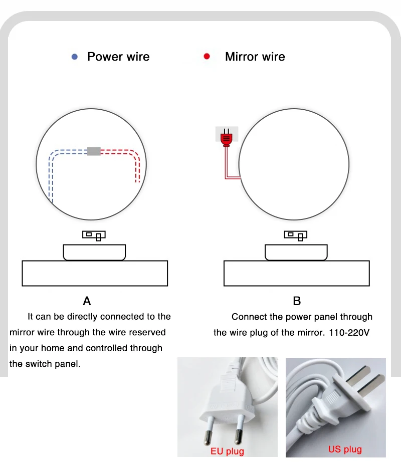 Round Smart LED Defogging Mirror 6