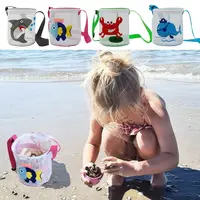 Travel Bucket Net Bag Multicolor Beach Toy Mesh Bag Cute Cartoon Pattern Shark Whale Crab Shell Storage Bag Sand Toy 2