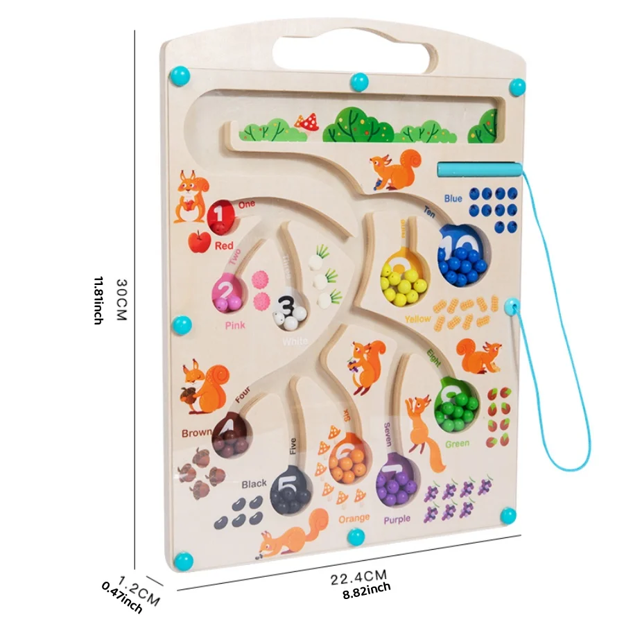 Children's maze toys, magnetic walking beads game, early education with pen training, math color cognitive classification 6