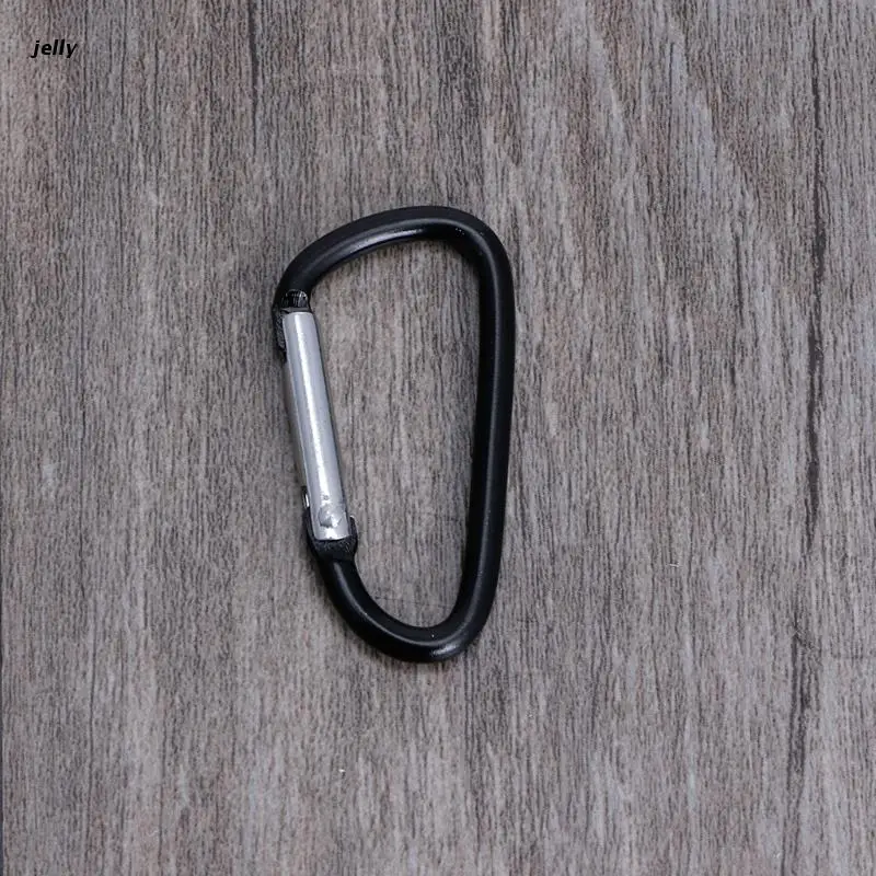 

448C 10PCS Black D Carabiner Camp Spring Snap Clip Hook Keychain Climbing Hiking