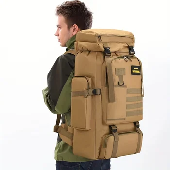 70L Camping Bag Backpack Mountaineering For Men Travel Outdoor Sport Molle Rucksack Hunting Shoulder Luggage Large Bag