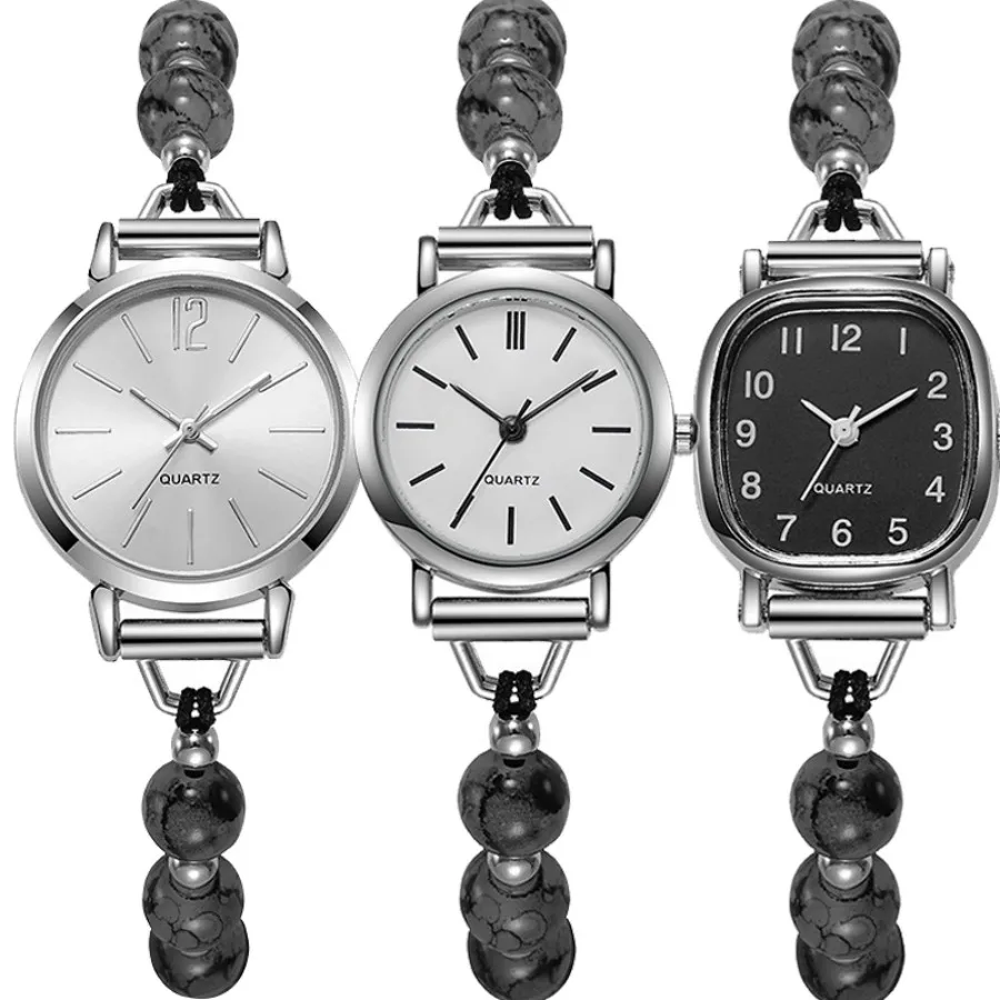 Women Watches Pearl Bracelet Ladies Fashion Quartz Watch Simple Scale Light-luxury Folding Clock Casual Female Chain Wristwatch
