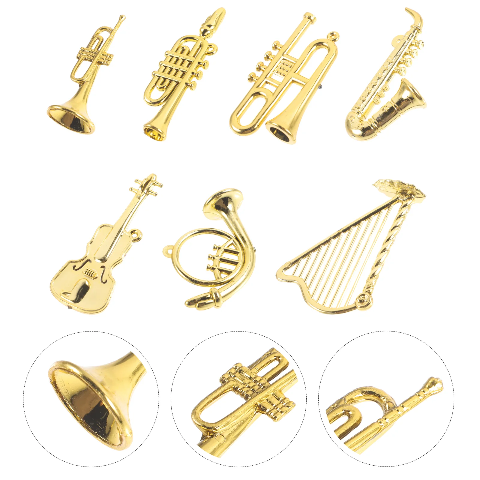 7pcs Mini Musical Instruments Christmas Tree Hanging naments Xmas Decor Miniature Instruments Home Decor Plastic Instrument 2