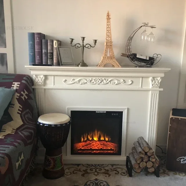 เตาผิงตกแต่งห้องนั่งเล่นสไตล์ยุโรปสำหรับบ้านพักตากอากาศ ตู้ตกแต่ง ประหยัดพลังงาน เตาผิงจำลอง 1