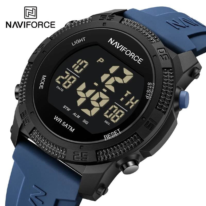 

Часы NAVIFORCE мужские электронные с ЖК-дисплеем, силиконовым ремешком