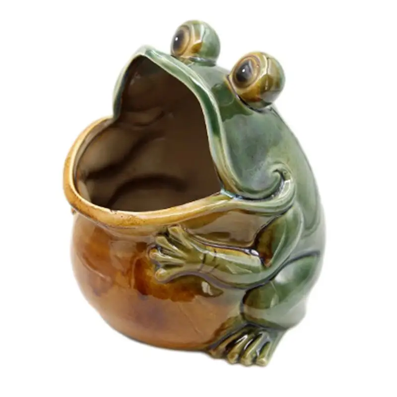 

Cute Ceramic Statue Decoration Home Creative Large Mouth Frog Bedroom Desktop Bonsai Miniature For Garden Balcony Decoration