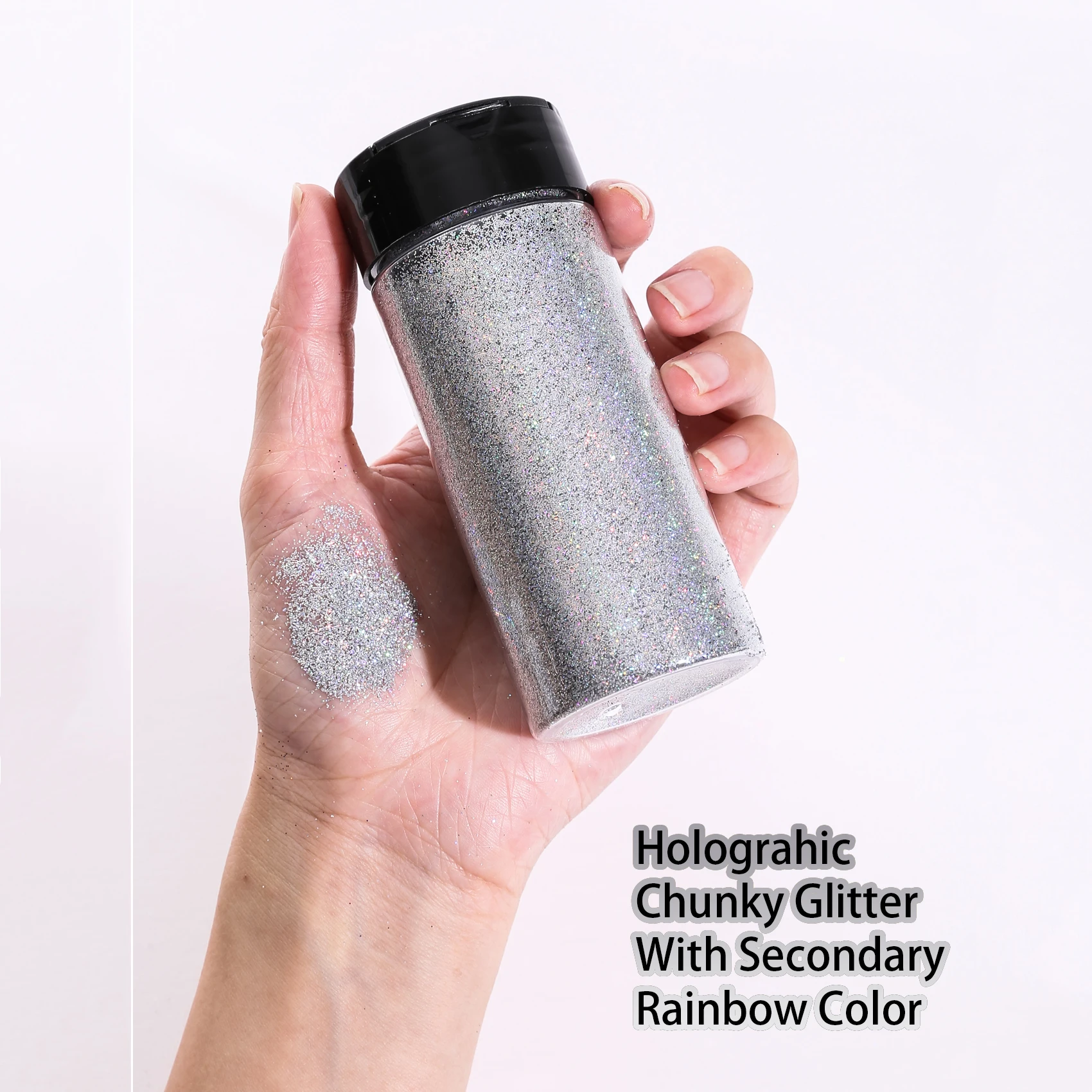 80G/2.8OZ Holographic Ultra Fine Glitter 1/128" Resin Glitter Powder Sequins Flakes Hair Face Bod Nail Glitter