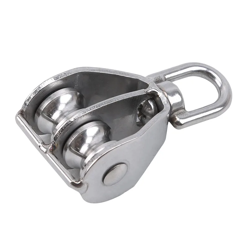 Stainless Steel Pulley M15/M25 Single/Double Wheel Swivel Lifting Rope Pulley Set Lifting Wheel Tools Wire Rope Crane Pulley