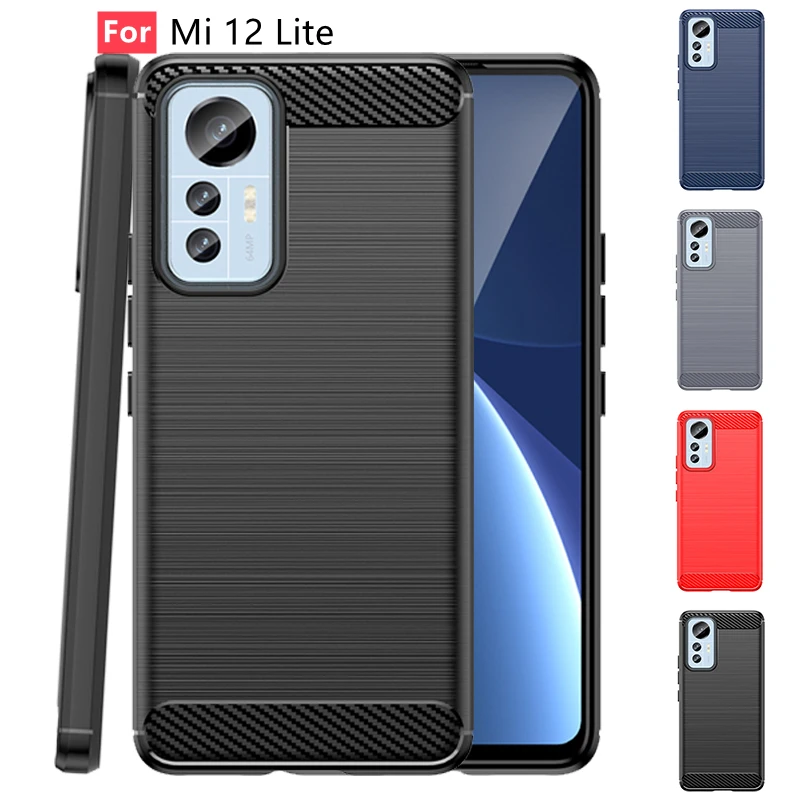 

Чехол для Xiaomi Mi 12 Lite, чехол для Mi 12 Lite, Противоударная задняя панель из углеродного волокна, мягкий чехол из ТПУ для Mi 12 Lite Pro 12X, чехлы