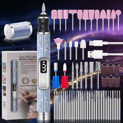 Professional Nail Polishing and Drill Set for Salon - Quality Manicures with Multiple Gears and Low Noise Operation (8810 Pro Max Blue)