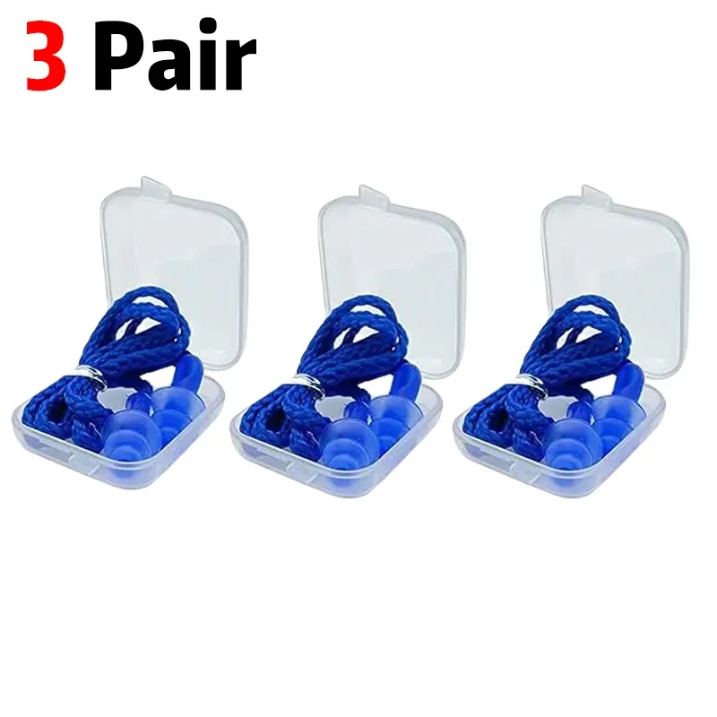 Reusable Silicone Corded Ear Plugs with Noise-Cancelling Earbuds for Sleeping, Studying, and Swimming