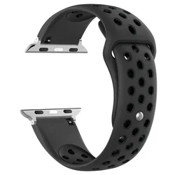 Breathable Sport Loop Strap for Apple Watch - Silicone Bracelet Band (Obsidian-black 20)