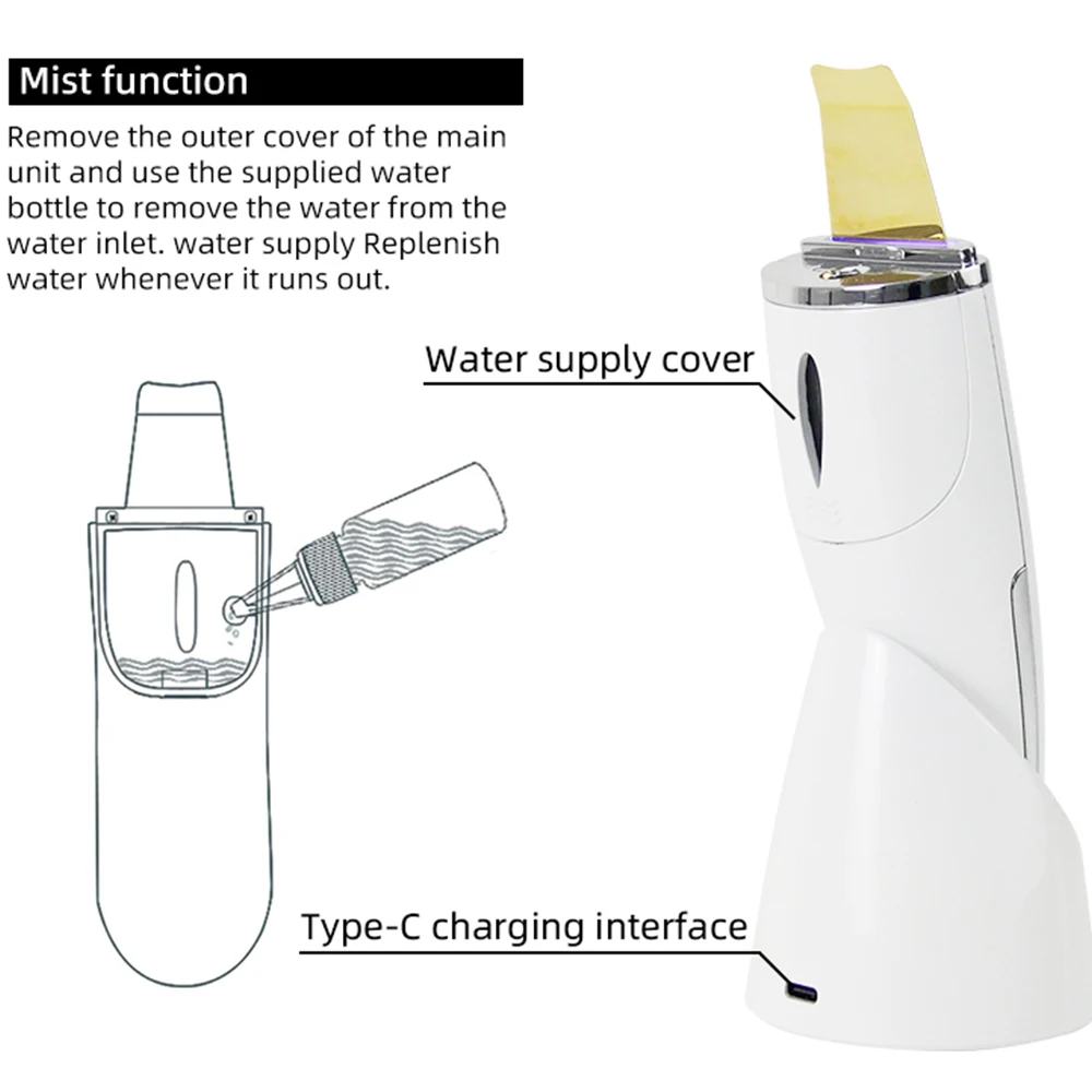 High frequency ultrasonic vibration of 24kHz can deeply clean pores remove blackheads reduce wrinkles and improve skin firmness