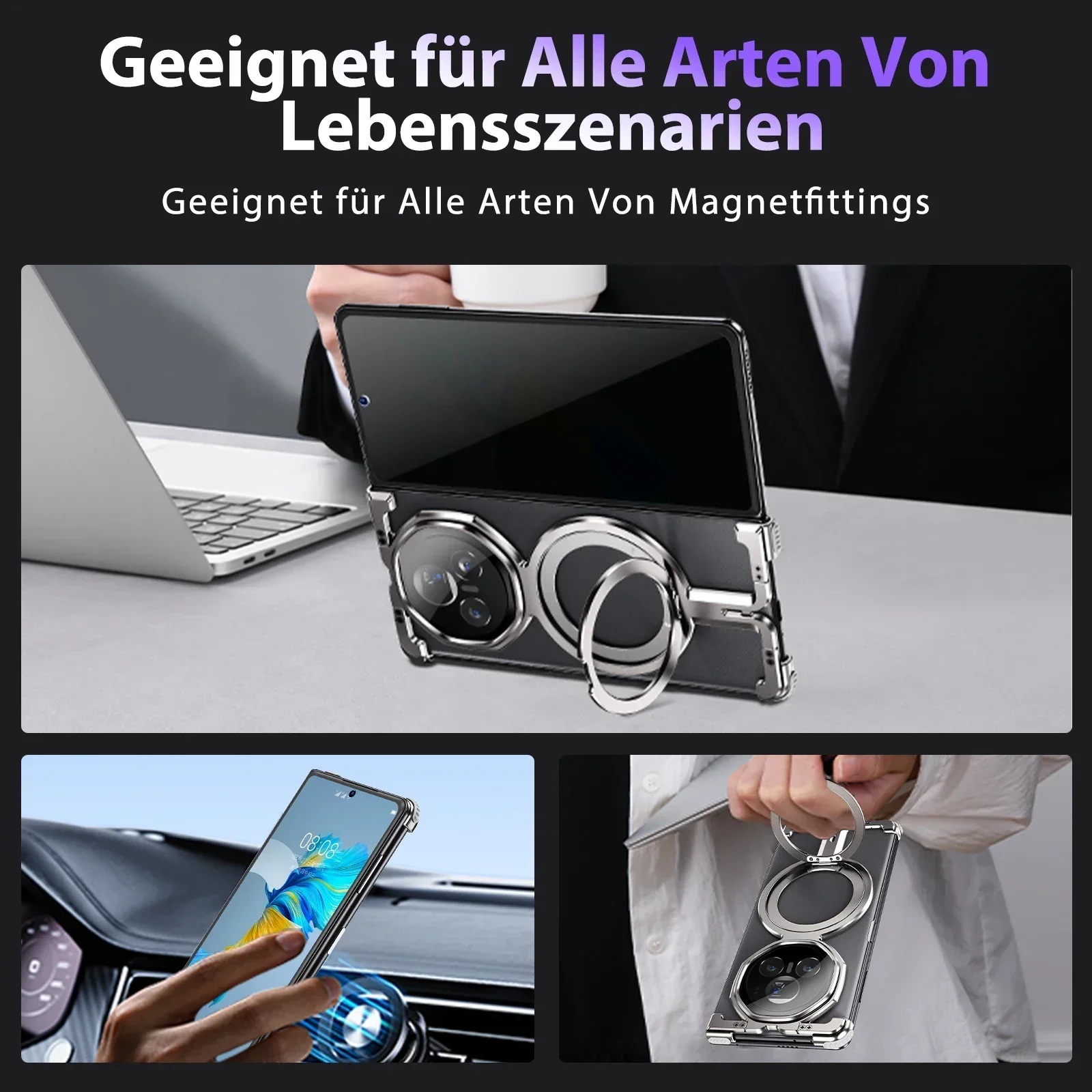 Eary Frameless Phone Case for Huawei Honor Magic Vs3 Vs2 with Magsafe Kickstand 360°Rotatable Magnetic Shockproof V3 V2 Cover