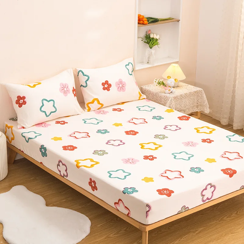 

2023 Cotton Fitted Sheet Non Slip Bed Cover