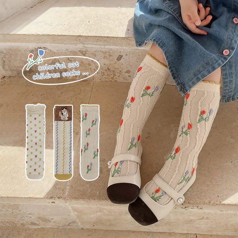 

3 Pairs/lot Girl Socks Cute Cotton Baby Knee Socks Newborn Long Tube Kids Children Soft High Sock Toddler Leg Warmers Socken