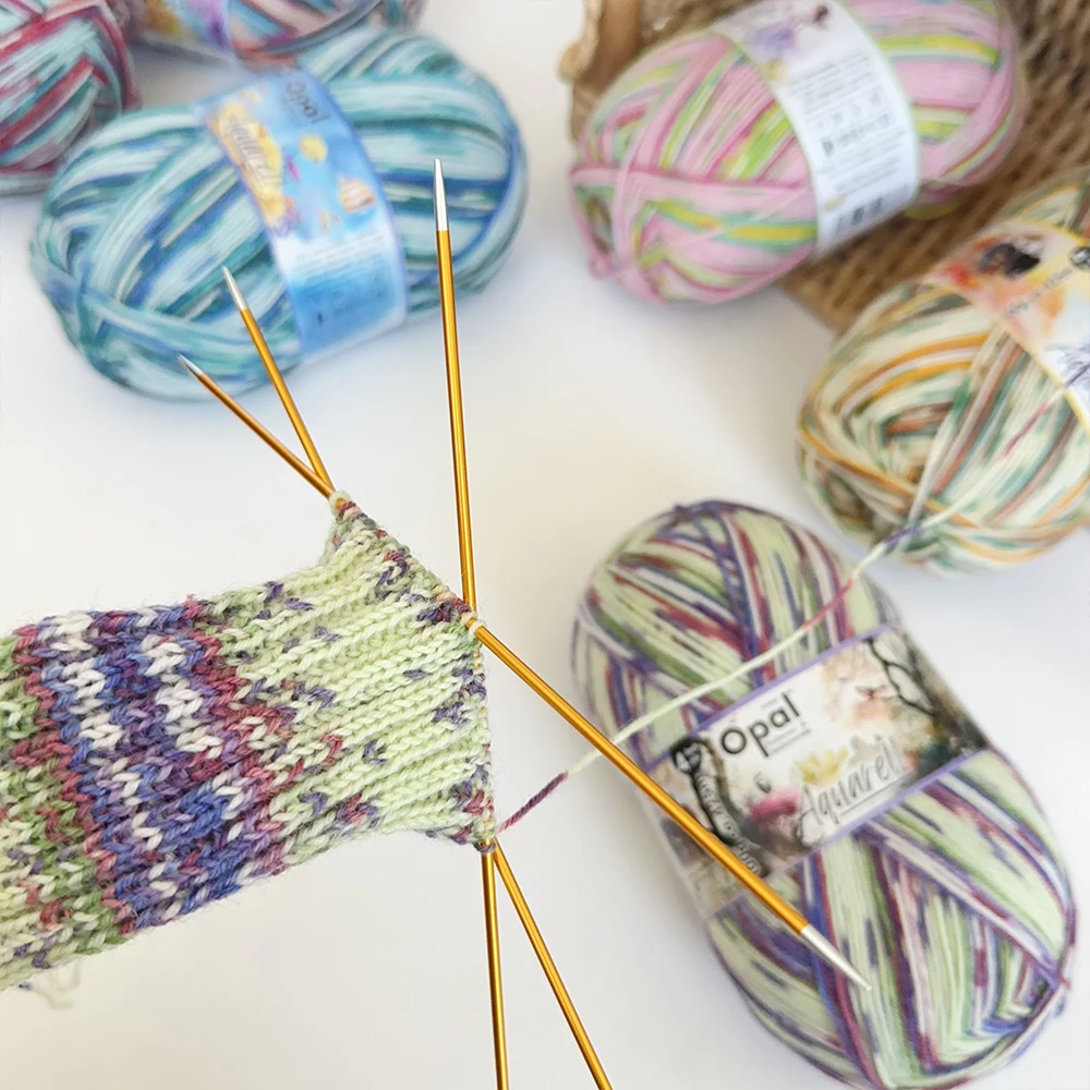 100g Opal Aquarell 4ply Sock Yarn, 75% Wool 25% Polyamide Space Dyed Colourful Yarn, Fluffy Breathable for Sock, Sweater & Hats 4
