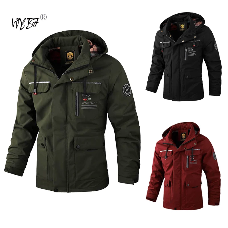 

2024 Spring Autumn Men's Outdoor Camping Hunting Windproof Jacket Hooded Jacket Men's Waterproof Tactical Soft Shell Jacket
