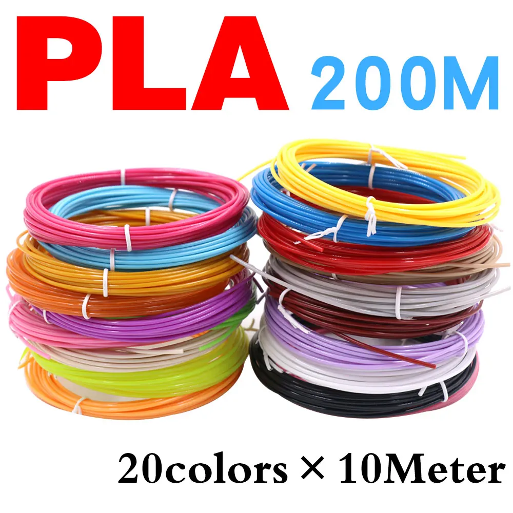 Filamento Pla para Caneta Impressora 3d sem Cheiro Segurança Recarga de Plástico Material de Impressão 10 Rolos 20 Rolos 10m Diâmetro 175 mm 200m