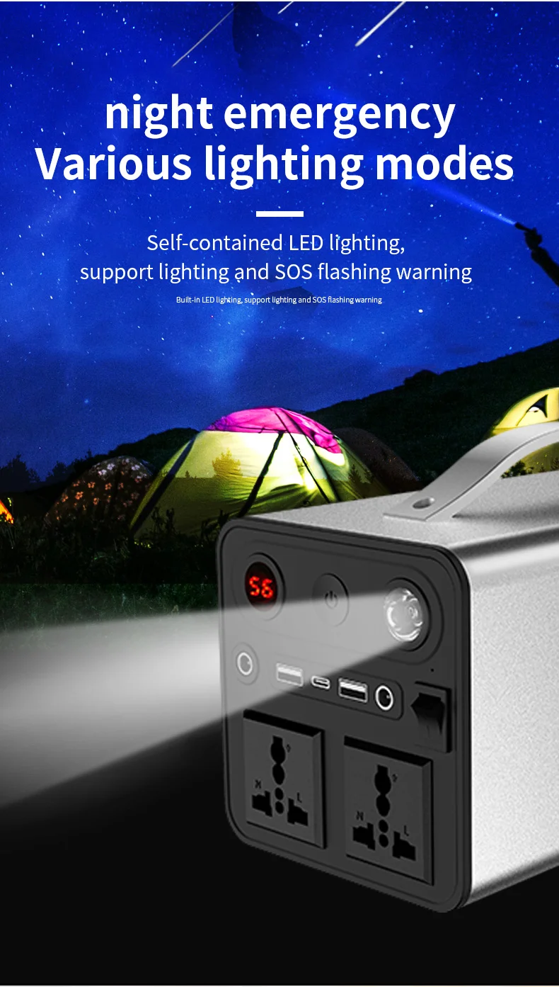 YYHC-Portable 300W Lithium Ion Power Bank Solar Generator for Home Backup and Camping with EU Charger for Car AC Fast Charging U