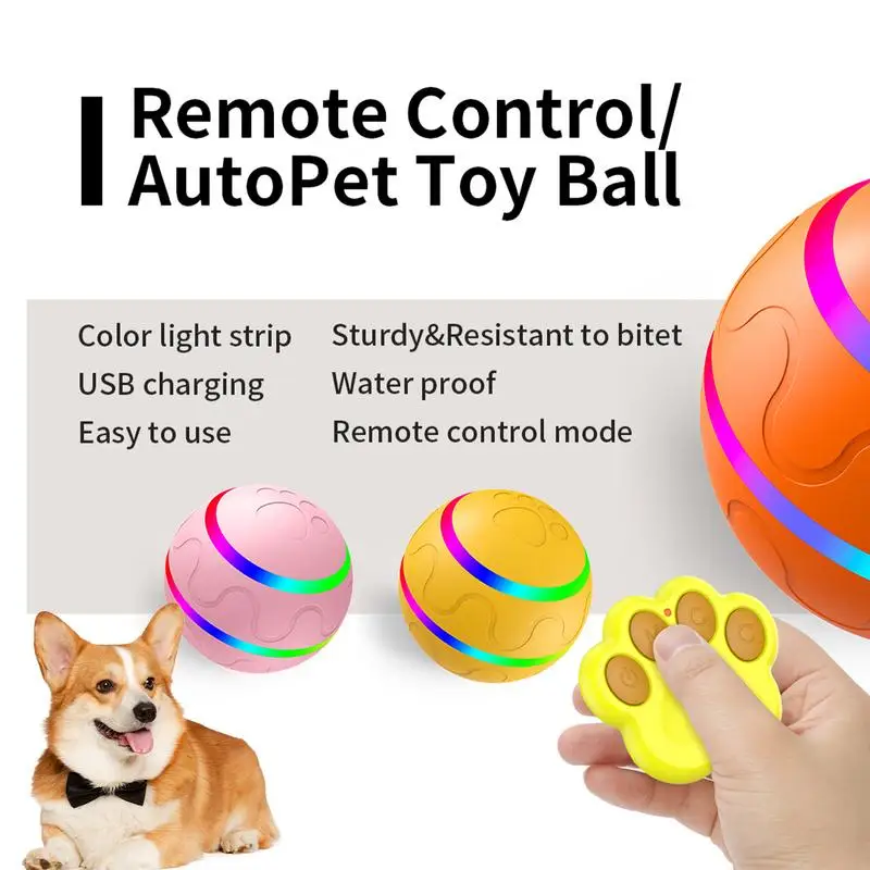 

Движущийся шар для собак, перезаряжаемые силиконовые шарики для собак со встроенным датчиком движения с дистанционным управлением, интерактивный водонепроницаемый мяч для домашних животных