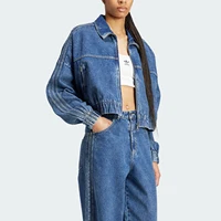 Adidas officiel véritable trois rayures femme sport fermeture éclair décontracté revers veste IW5762 2