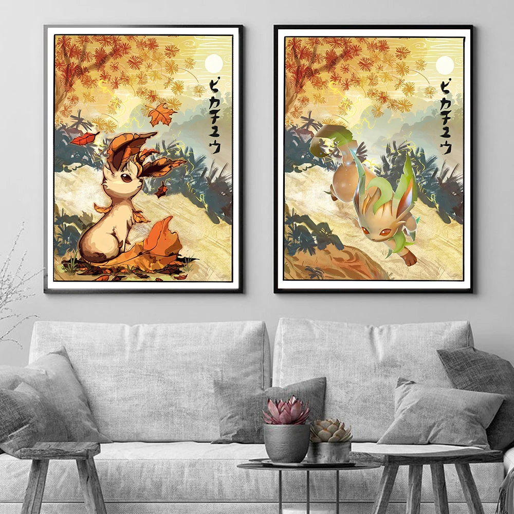 Abstract Pokemon Eeveelutions Poster Eevee Umbreon Leafeon Canvas Painting  Japanese Anime Wall Art Prints Living Room Decor - AliExpress