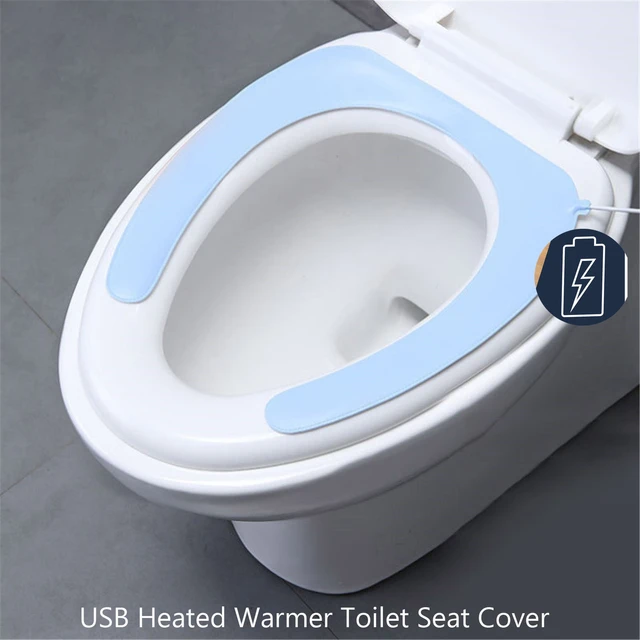 Heated USB Charging Toilet Seat Cover Warmer Constant Temperature Heating  Cover Universal Sticky waterproof PU Toilet