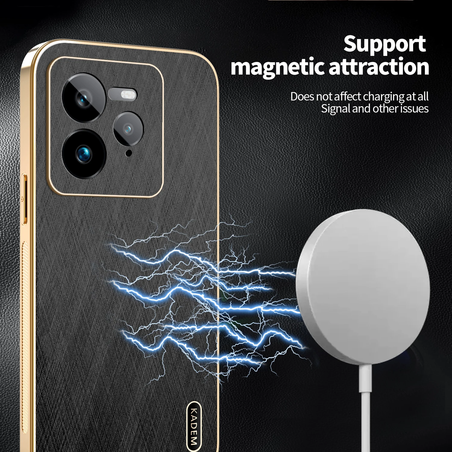 High-End Electroplated Magnetic Gold Wire Texture Shockproof Bumper Case