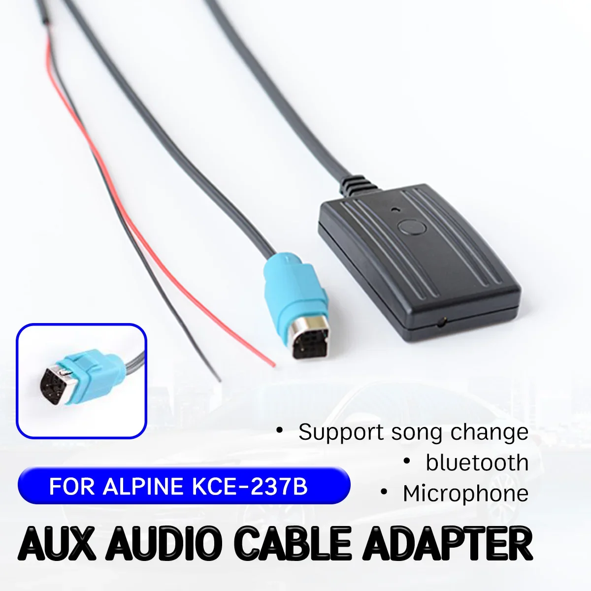 

bluetooth Aux Receiver Cable Adapter with mic Hands-free Hifi wireless audio interface for Alpine 2009+ CDE-W203Ri for KCE-237B