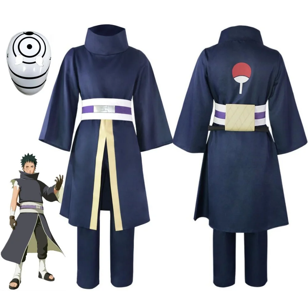 Anime uchiha obito cosplais kostým paruka muži ženy potírat uniformy kimono roucha kalhot pokrývka hlavy maska oblek halloween unisex obleček