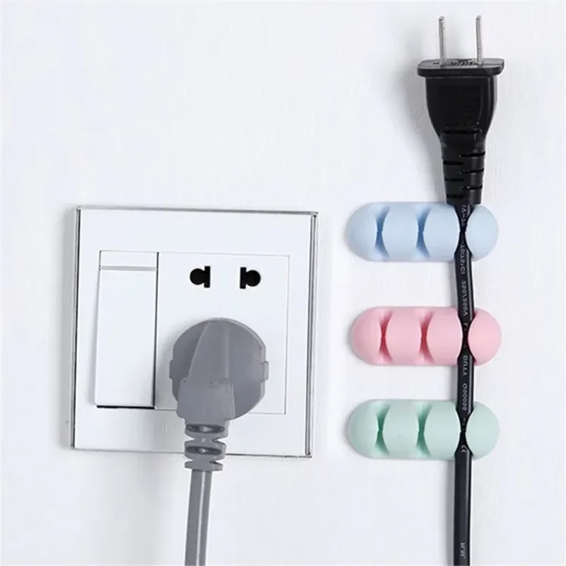 케이블 정리함 실리콘 USB 케이블 와인더, 데스크탑 깔끔한 관리 클립, 책상 케이블 코드 거치대, 마우스 헤드폰 컴퓨터용