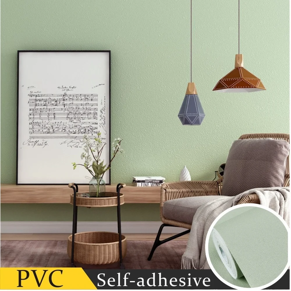 Morandi Green Plain Wallpaper Bedroom Wallpaper  PVC Waterproof Self Adhesive Vinyl Contact Paper Decorative Film Wall Stickers