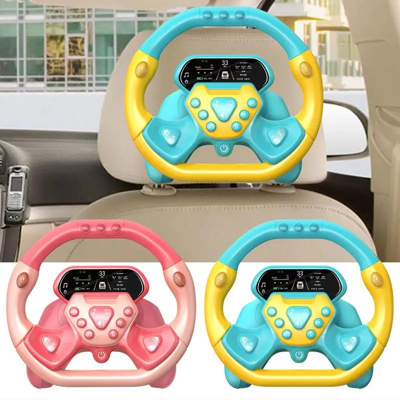 

Toy Steering Wheel For Toddler Musical Driving Wheel 360 Rotating Smart Touch Screen Funny Interactive Pretend Play & Simulated