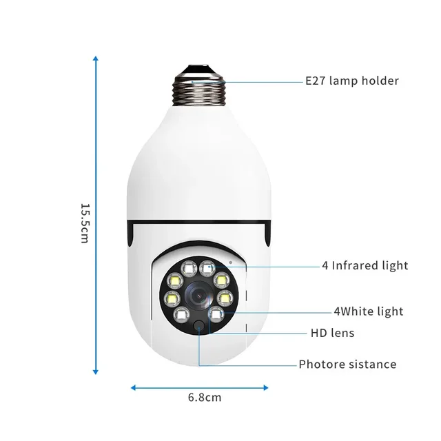 ICSEE 2MP Wifi Bulb E27 Surveillance Camera Color Night Vision 360° Rotating Automatic Human Tracking Two-way Talk Smart Home 3