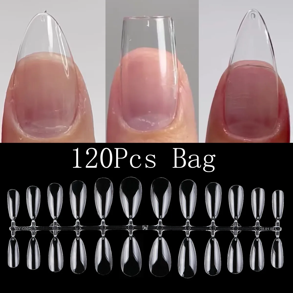 120Pcs X 젤 팁 확장 네일 팁 시스템 가짜 손톱 조각 아몬드 풀 커버 프레스 손톱 짧은 미국 네일 캡슐
