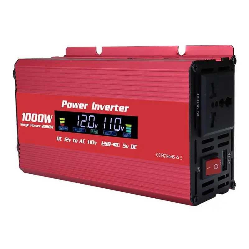 

Universal 1000W/2000W Car Adapter DC12V To AC110-220V Power Converter LED Outdoor Emergency Car Inverter For Travelling Camping