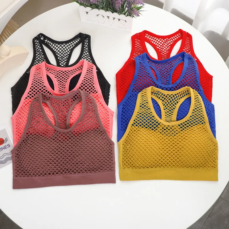 New Breathable Perforated Mesh Back Shock-absorbing Sports Bra, Fitness Yoga Bra, Bra Without Steel Ring Bra Top