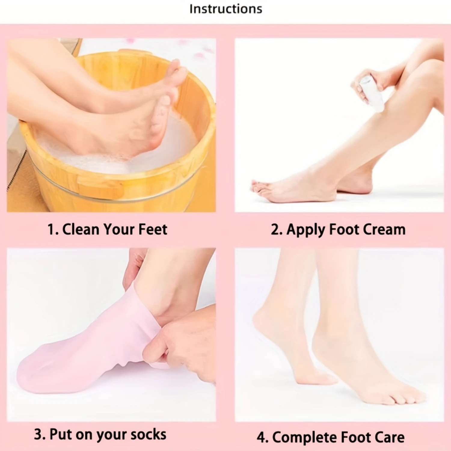 Silicone Protective Moisturizing Socks Foot Cover, Anti Cracked Feet Foot Cover, Bath Pedicure Socks For Dry Heel And Softe