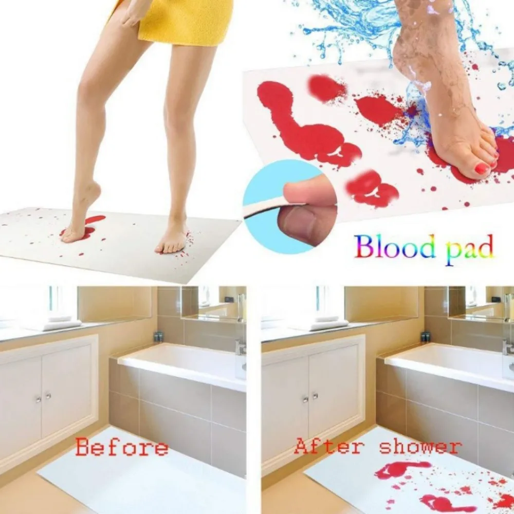 

Bloody Bath Mat Color Changing Prank Bathroom Floor Mats Horror Rugs Halloween Carpet Joke Party Decoration Practical Jokes