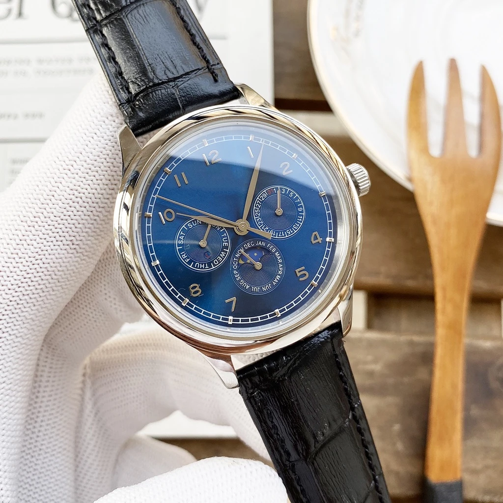 

mens automatic mechanical watch black leather rose gold