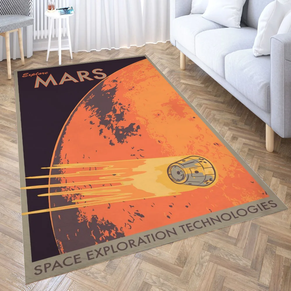 Изучите космический ковер Mars декоративный в гостиной коврик для ванной двери