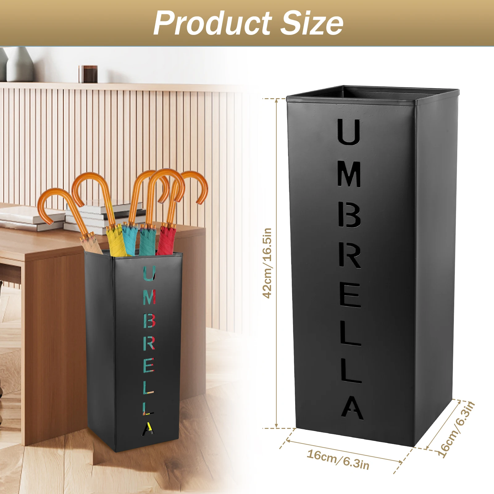 Umbrella Storage Bucket Metal Iron Holder Square Umbrella Rack Bin Multipurpose Walking Sticks Holder Home Storage Rack umbrella holder umbrella storage rack