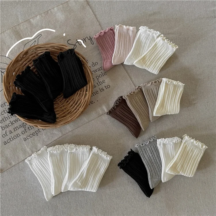 Herbst Neuheit: Kinder-Rüschensocken 4er-Pack aus Gekämmter Baumwolle im Prinzessinnen-Stil für 3-12-Jährige Mädchen, Weiche Babymädchen-Socken für Tägliches Tragen – Detail 13