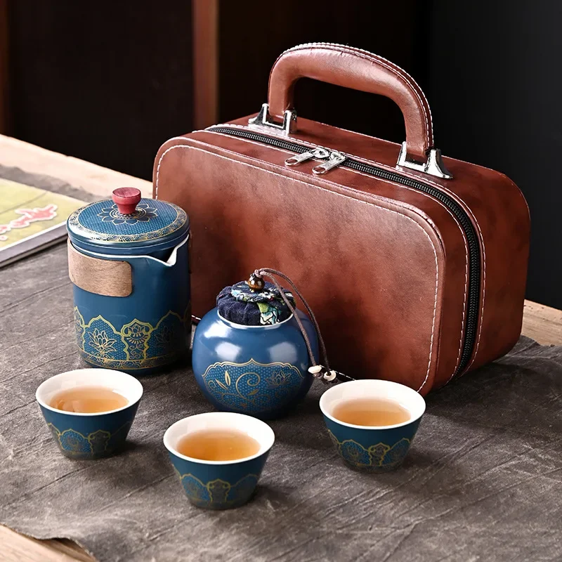 Travel Tea Set Portable Ceramic Kung Fu Outdoor Quick Cup Business Companion Gift Antique Charm Gift
