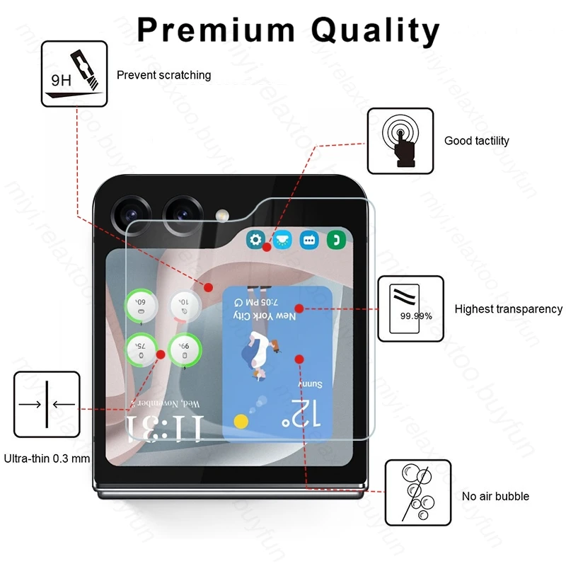 ZFlip5 Case 4In1 Back Screen Protector Tempered Glass Camera Protective Glass For Samsung Galaxy Z Flip5 5G Phone Case Screen Protector