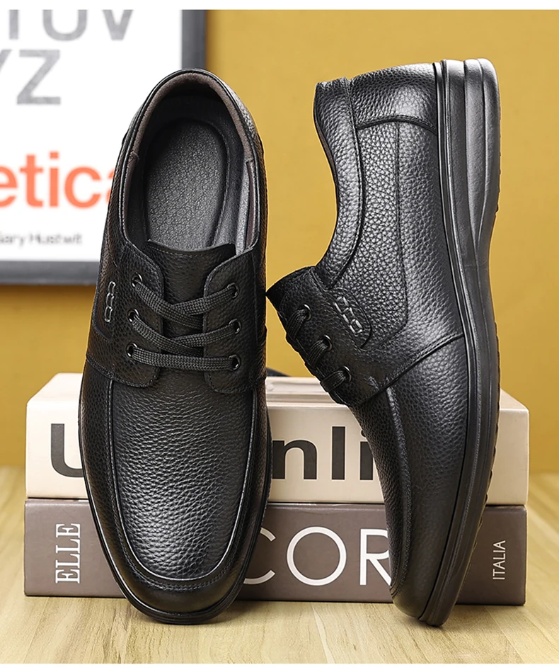 جديد الرجال مريحة للتنفس الأعمال عارضة أحذية جلد طبيعي الدانتيل متابعة مكتب رسمي عدم الانزلاق ارتداء مقاومة اللباس الأحذية