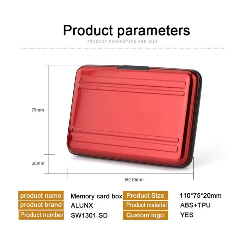 

Slots Waterproof SD Card Case Card Holder Case Soft Foam Interior Memory Card Storage Box with Lanyard