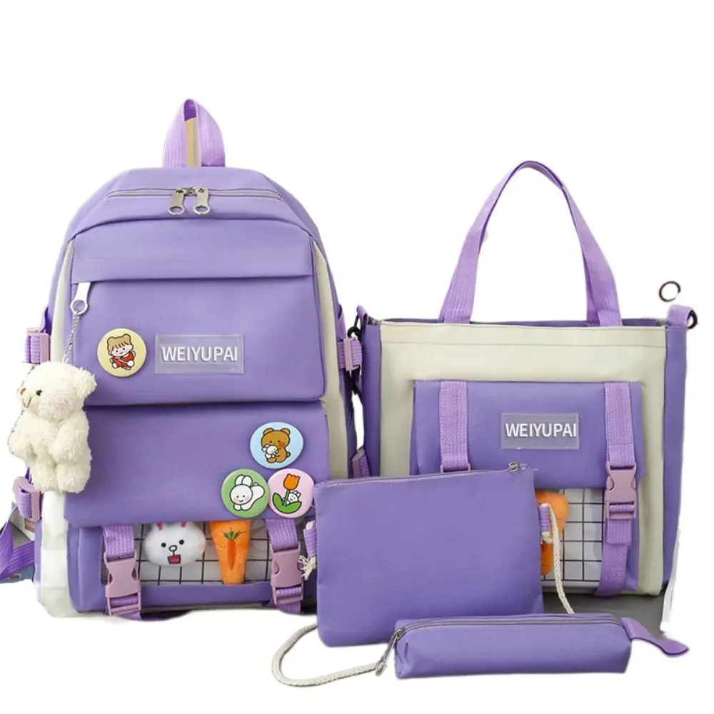 Leisure Nylon Large Capacity Bags Canvas Commute Badge Shoulder Backpack A Set of Four Schoolbag Korean Style School Bag Kids 5