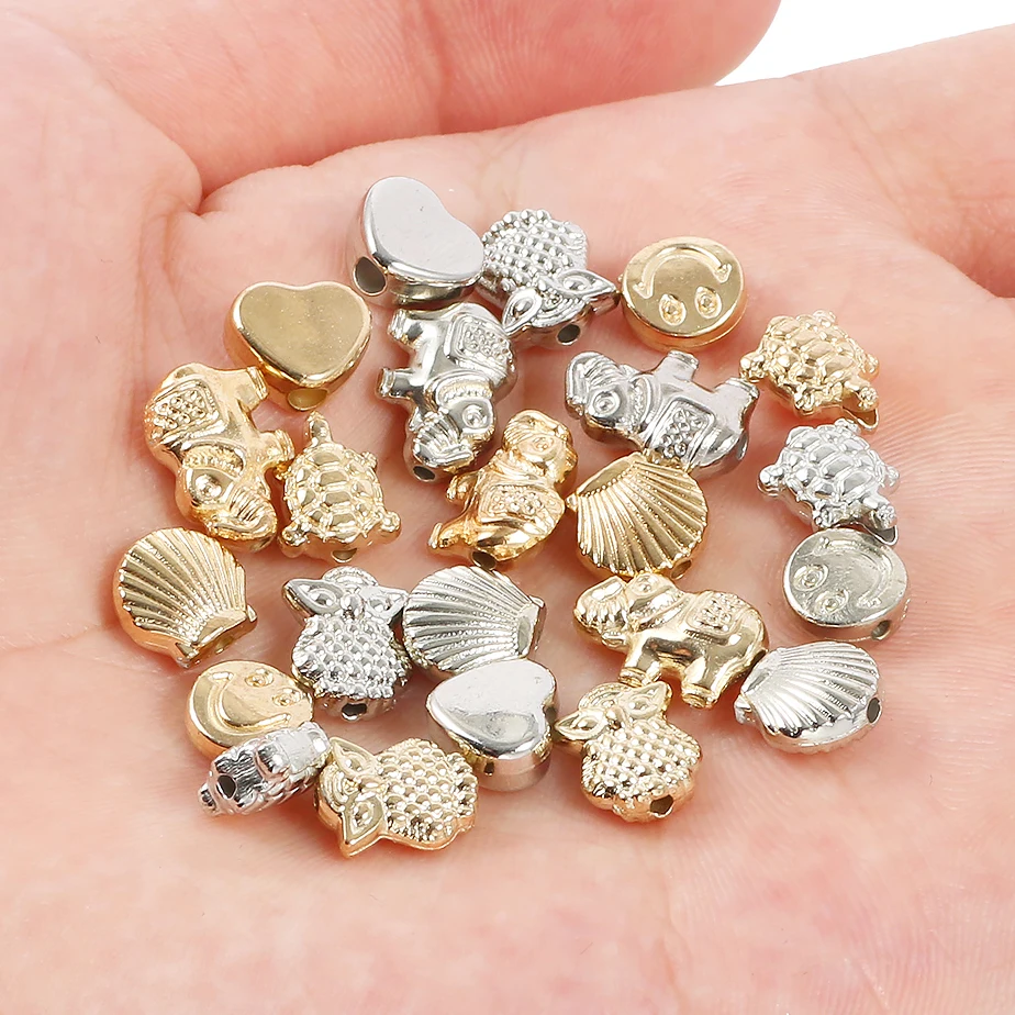 Loose Beads Gold Silver Spacer  Color Silver Gold Spacer Beads - Plated  Gold Color - Aliexpress